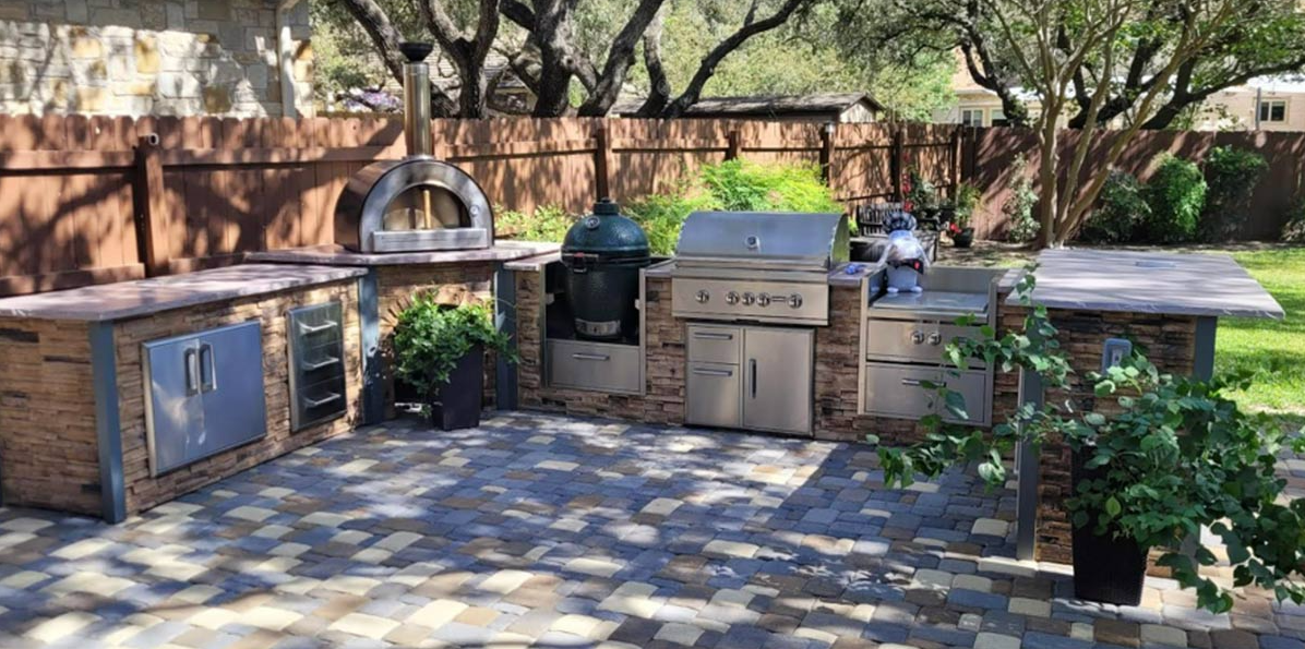 Outdoor kitchen under shade