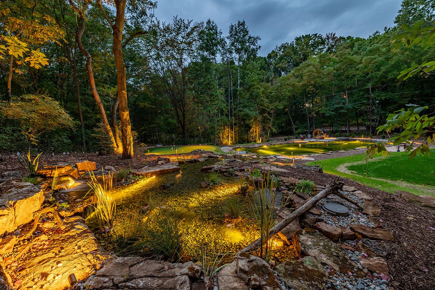 Pond with lighting