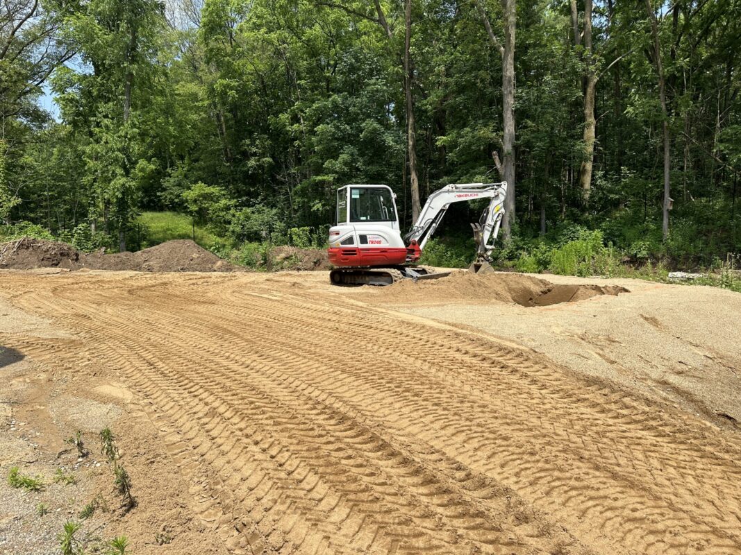 Excavator on dirt construction site